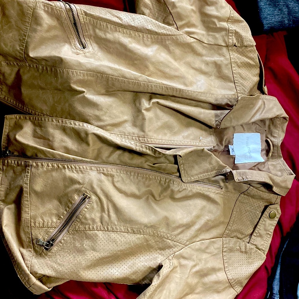 A tan leather jacket